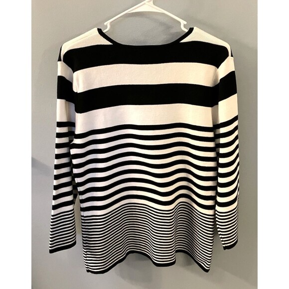 Croft & Barrow Womens Striped Black/White Sweater Size Large NWOT - Picture 6 of 6